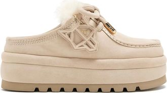 Naked Wolfe Loafers met plateauzool en bont - Beige