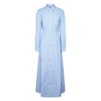 MC2 Saint Barth Giuni Lange Jurk Katoen Strepen Tiny Mini V 31 - Dames - Shirt Kleedjes - Blauw - M - Katoen - Kleedjes