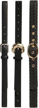 Steve Madden Set of 3 Belts in Black-Black-Black at Nordstrom Rack, Size X-Large