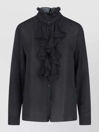 Nili Lotan long sleeve top ruffle detail collar