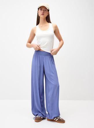Twik Womens Smocked-waist crinkled-finish pant