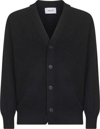 D4.0 Relaxed V-neck Cardigan - Heren - Vesten - Zwart - 2XL - Wol - Truien & Vesten