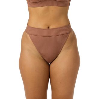 O'Neill Shorebreak Rib Santa Barbara High Waist Bikini Bottoms in Carob Brown at Nordstrom, Size Xx-Large