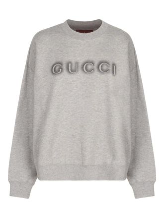 Gucci logo-detail cotton sweatshirt - women - Cotton - M - Grey