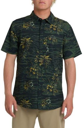 Quiksilver Sundown Classic Short Sleeve Stretch Cotton Button-Up Shirt in Anthracite at Nordstrom, Size Xx-Large