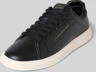 Tommy Hilfiger Low Top Sneaker aus echtem Leder in BLACK, Größe 36