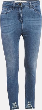 Elisabetta Franchi Blue Ripped Hem Denim Skinny Jeans S Waist