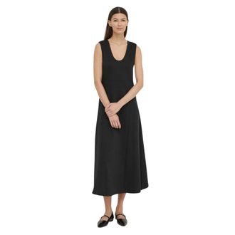 Marc O'Polo Mouwloze Jurk tot op de knie - Dames - Casual kleedjes - Zwart - XS - Katoen - Kleedjes
