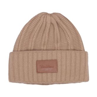 Max Mara Accessories, female, Brown, ONE SIZE, Cashmere Camel Hat with English Rib