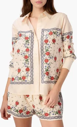 Cami NYC Rafella Floral Cotton & Silk Button-Up Shirt in Heirloom Bandana at Nordstrom, Size Medium