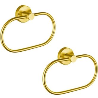 OEM Juego De 2 Anillas Para Toallas Doradas, Accesorios De Ba&ntilde;o Modernos De Acero Inoxidable Para Montaje En Pared - Crezuo