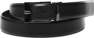 A|X Armani Exchange Leren Riem met Rechthoekige Gesp - Heren - Riemen - Zwart - ONE Size - Leer - Accessoires