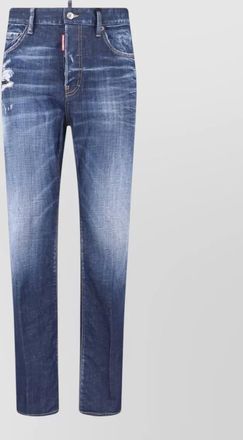 Dsquared2 straight trousers belt loops contrast stitching distressed