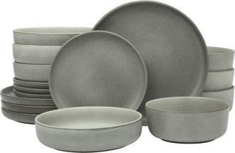 Gibson Home Soho Lounge Pasco 16-Piece Reactive Glaze Stoneware Dinnerware Set in Grey at Nordstrom