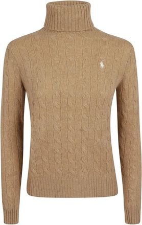 Polo Ralph Lauren Kameel Melange Coltrui Gebreide Trui - Dames - Coltruien - Beige - XS - Truien & Vesten