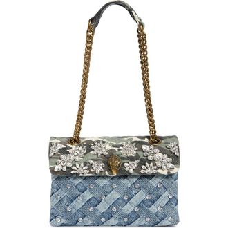 Kurt Geiger Kensington Crystal Denim Convertible Shoulder Bag in Denim Multi at Nordstrom