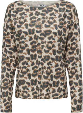 Only Trui met boothals, luipaardprint