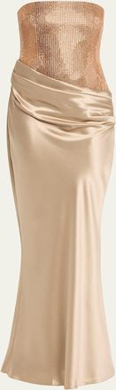 Retrof&ecirc;te Alexandra Strapless Sequin Draped Dress