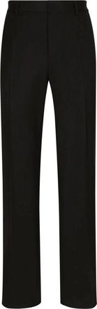 Dolce & Gabbana Zwarte Wol Straight-Leg Broek - Heren - Straight fit broeken - Zwart - 3XS - Wol - Broeken