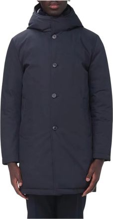 Fay Parka met capuchon halflang - Heren - Mantels - Blauw - Maat: XL Leer
