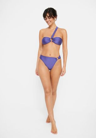 Lascana Bandeau-Bikini-Top LSCN BY LASCANA Baila, Damen, Gr. 34, Cup C/D, lila (violett), Polyamid, leicht gl&auml;nzend, unifarben, Bikini-Oberteile Bandeau-Bikin