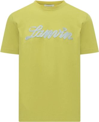 Lanvin Geborduurde katoenen T-shirt - Heren - T-shirts - Geel - M - Katoen - Tops