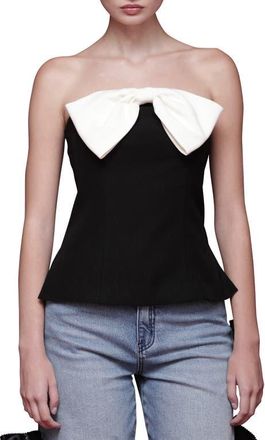Avec Les Filles Contrast Bow Strapless Top in Black at Nordstrom, Size 10