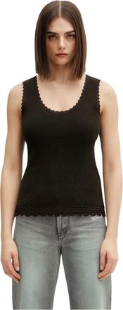 Wales Bonner Alice Top - Dames - Tops zonder mouwen - Zwart - XS - Katoen - Tops