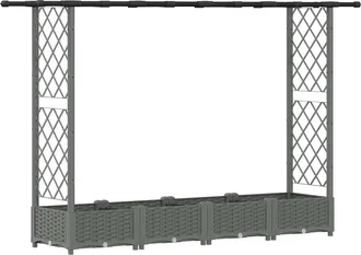 vidaXL Cama Elevada Con Trellis Y Techo Gris Claro 203 X 40 X 121 Cm Vidaxl