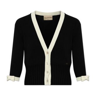 Valentino Garavani Cardigans, female, Black, Size: XS Short-sleeved Cardigan