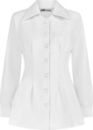 Odd Muse Dames Tailored Lange Mouwen Blouse (Wit)