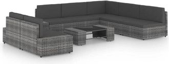 vidaXL Juego Muebles De Jard&iacute;n 8 Pzas Y Cojines Rat&aacute;n Sint&eacute;tico Gris Vidaxl