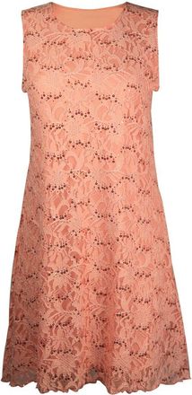 Purple Hanger New Womens Floral Lace Sleeveless Scoop Neckline Ladies Layer Lined Sequin Evening Dress Plus Size Peach Size 12-14