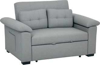 HOMCOM Click Clack Sofa Bed 2 Seater Sofa Bed for Living Room - Charcoal grey | TJ Hughes