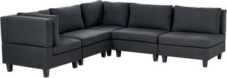 Beliani Modular Corner Sofa 5 Seater UNSTAD Fabric Black Right Hand