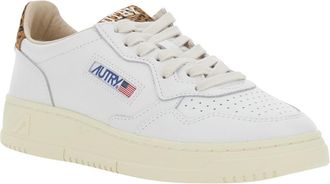 Autry Womens Leather Sneakers White Leopard Details Trainers