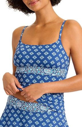 Tommy Bahama Noble Pineapple Reversible UPF 50+ Tankini in Indigo Tide Rev at Nordstrom, Size X-Large