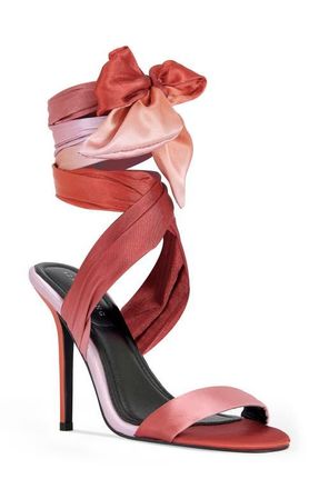 Azalea Wang Elzon Ankle Wrap Sandal in Orange at Nordstrom, Size 7.5