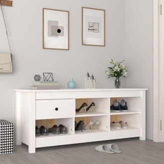 Berkfield Home Shoe Cabinet White 110x38x45.5 cm Solid Wood Pine