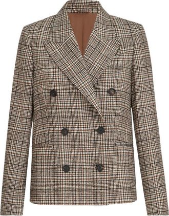 Brunello Cucinelli Alpaca And Wool Prince Of Wales Blazer With Monili