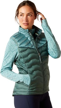 Ariat Womens Ideal Down Gilet in Iridescent Arctic Silver Pine, Size X-Large, by Ariat