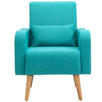 HOMCOM Nordic Leisure Lounge Sofa Accent Chair with Pillow for Bedroom Teal | TJ Hughes