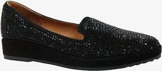 L'Amour Des Pieds Womens Correze Suede Loafers In Black Rhinestones