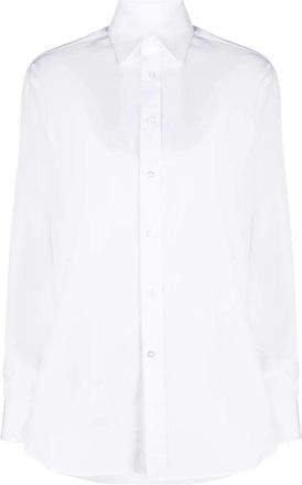 Ralph Lauren Top met lange mouwen - Dames - Overhemden - Wit - L - Katoen - Overhemden
