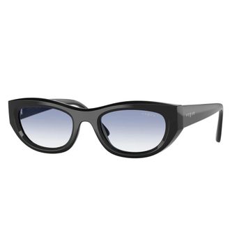 Vogue Sunglasses, unisex, Black, 51 MM, Bold Cat-Eye Sunglasses with Blue Lenses