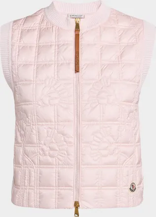 Moncler Floral-Quilted Cropped Down Vest