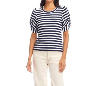 Karen Kane Stripe Twist-Sleeve Top