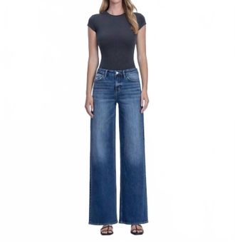 Flying Monkey Nicest High Rise Seamless Waistband Wide Leg Jeans In Dark Wash