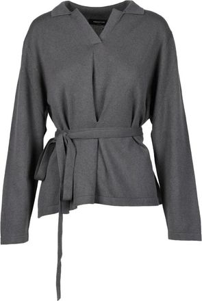 Fabiana Filippi Maglia - Dames - V-hals truien - Grijs - XS - Wol - Truien & Vesten
