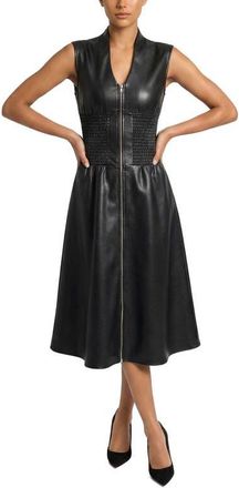 Area Stars Faux Leather Zip Dress in Black at Nordstrom, Size Large